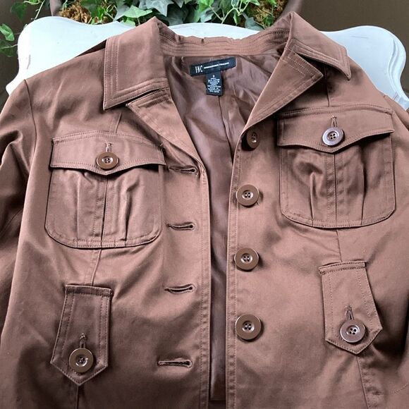 INC International Concept Brown Lined Jacket Size Small EUC - Picture 6 of 8